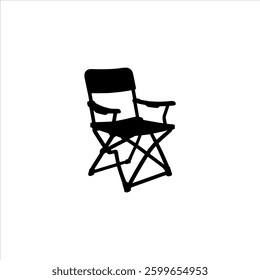 Folding chair seilhoutte  icon vector flat design.