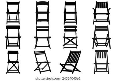 Folding Chair silhouette,Folding chair vector illustration.Chairs Vector Silhouette
