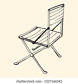 Folding chair. Vector hand draw sketch.