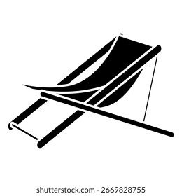 Icono de Vector de silla plegable. Signo de ilustración del salón de la silla. Silla de playa símbolo o logotipo.