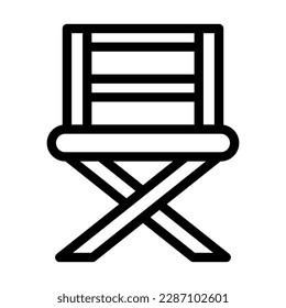 Folding Chair Vector Line Icon Design