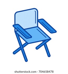 Folding chair vector line icon isolated on white background. Folding chair line icon for infographic, website or app. Blue icon designed on a grid system.