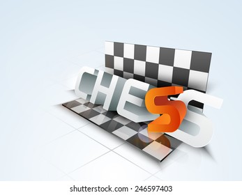 Folding chessboard with stylish text chess on sky blue background.