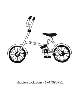 folding city bike for walking in parks and bike paths. Vector illustration drawn by hands in a flat style isolated on a white background. for icons, websites, banners, and postcards.