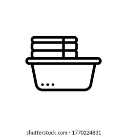 Folding Clothes, Laundry Basket Icon Logo Vector Isolated. Laundry Set of Icon. Editable Stroke and Pixel Perfect.