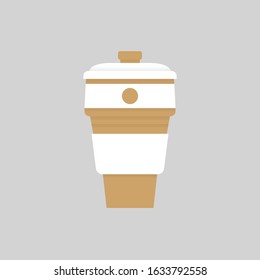 Folding coffee Cup. Silicone collapsible coffee mug. Vector Coffee Cup isolated.