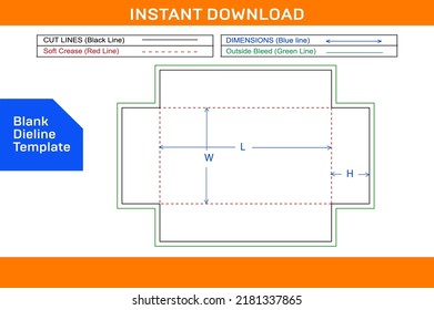 Folding corrugated cardboard box dieline template and 3D box design