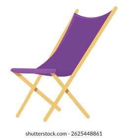 Folding deck chair standing on the sand, inviting you to relax under the sun