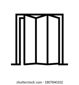 vector de icono de línea de puerta plegable. señal de puerta plegable. símbolo de contorno aislado ilustración negra