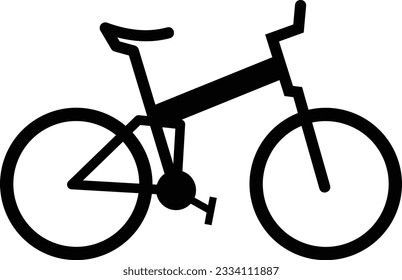 Folding e bike graphic logo illustration image. Simple electric bicycle vector drawing sign. Great city electric transportation flat drawing symbol icon. Portable e bike simple outline silhouette.