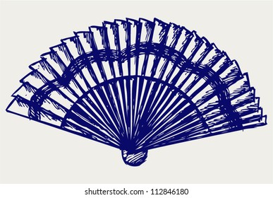 Folding fan. Doodle style