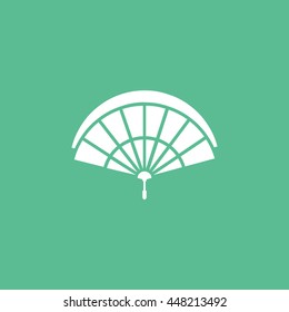 Folding Fan Flat Icon On Green Background