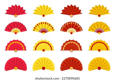 Folding Fan in flat style isolated