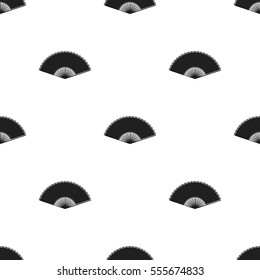 Folding fan icon in  black style isolated on white background. Theater pattern stock vector illustration