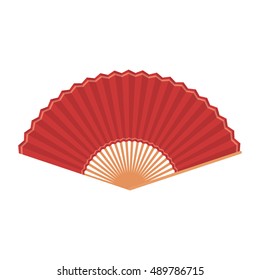 Folding fan icon in cartoon style isolated on white background. Theater symbol stock vector illustration