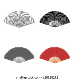 Folding fan icon in cartoon style isolated on white background. Theater symbol stock vector illustration
