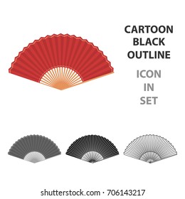 Folding fan icon in cartoon style isolated on white background. Theater symbol stock vector illustration