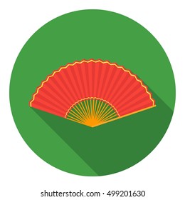 Folding fan icon in flat style isolated on white background. Theater symbol stock vector illustration