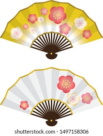 Folding fan image illustration (Japanese traditional culture)