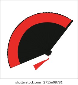 abanico plegable. Vector plano de ventilador plegable japonés 