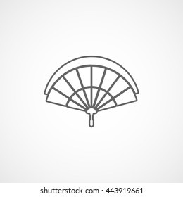 Folding Fan Line Icon On White Background