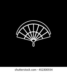 Folding Fan Line Icon On Black Background
