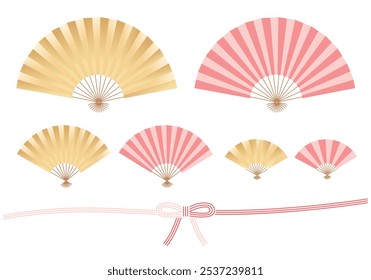 Folding fan and Mizuhiki illustration set