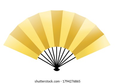 Folding fan New Year card gold icon