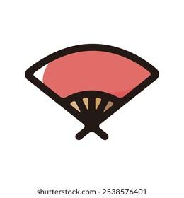 Folding fan outline icon for graphic design, apps and websites