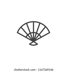 Folding Fan outline icon. linear style sign for mobile concept and web design. Fan line vector icon. Symbol, logo illustration. Pixel perfect vector graphics