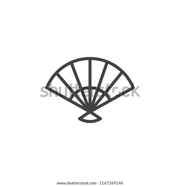 Folding Fan outline icon. linear\
style sign for mobile concept and web design. Fan line vector icon.\
Symbol, logo illustration. Pixel perfect vector\
graphics