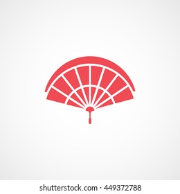 Folding Fan Red Flat Icon On White Background