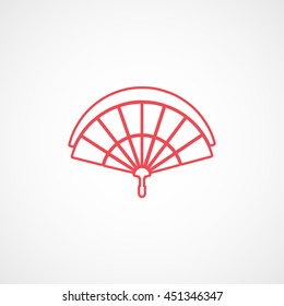Folding Fan Red Line Icon On White Background