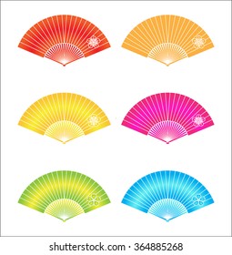 Folding fan selet choice different colors,vector