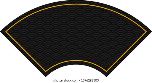 The folding fan shaped Japanese traditional black pattern of wave motif "Sei gai ha" 