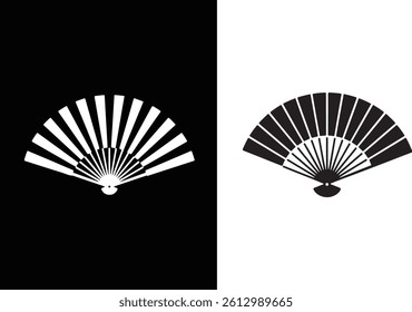 Folding Fan Silhouette Icons Vector Collection
