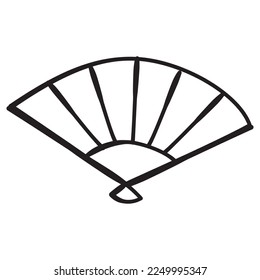 Folding fan, vector hand drawn illustration.