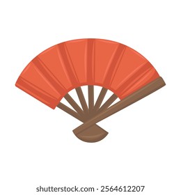 Folding Hand Fan Emoji Icon Illustration. Traditional Objects Vector Symbol Emoticon Design Doodle Vector.