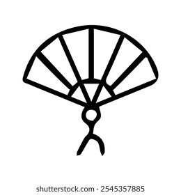 Folding hand fan icon. Illustration of a Traditional Chinese or Japanese Hand Fan. Vector Illustration. Customizable thin line illustration.  Editable stroke.