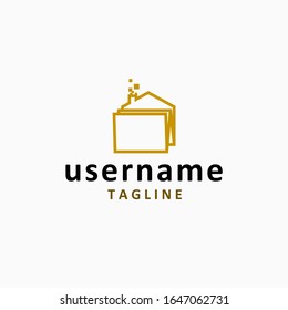 folding house logo design inspiration . folder home logo design template . real estate office logo design . portable house icon