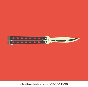 Folding knife butterfly. For vector illustrations