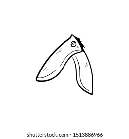 folding knife doodle hand drawing vector