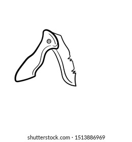 folding knife doodle hand drawing vector