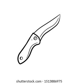 folding knife doodle hand drawing vector