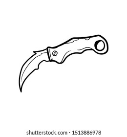 folding knife doodle hand drawing vector