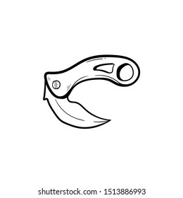 folding knife doodle hand drawing vector