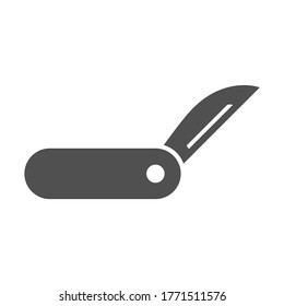 Folding knife icon in flat style.Vector illustration.