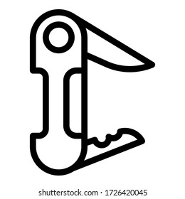 Folding knife icon. Outline folding knife vector icon for web design isolated on white background