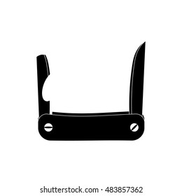 Folding knife icon in simple style isolated on white background. Cutting symbol vector illustration