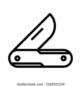 Folding Knife Icon Vector Illustration in Line Style for Any Purpose